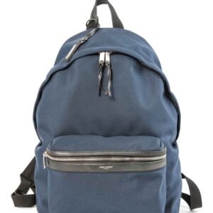 Yves-Saint-Laurent-Logo-Canvas-Leather-Large-Backpack-Navy-Black-2