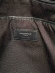 Yves Saint Laurent Logo Canvas Leather Large Backpack Navy Black