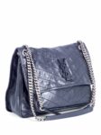 Yves Saint Laurent Logo Leather Flap Niki Bag Black