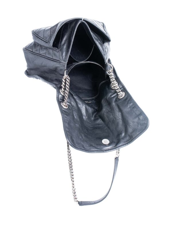 Yves Saint Laurent Logo Leather Flap Niki Bag Black
