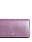 Yves Saint Laurent Logo Leather Flap Travel Wallet Burgundy