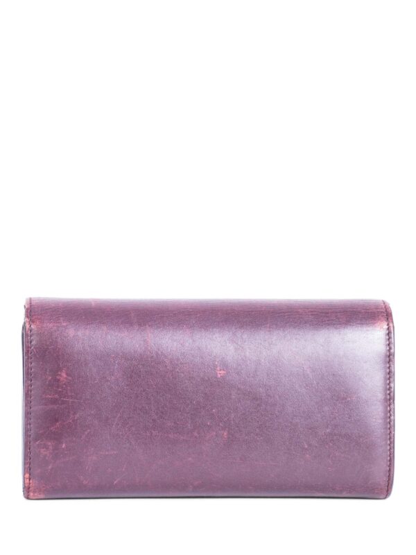 Yves Saint Laurent Logo Leather Flap Travel Wallet Burgundy