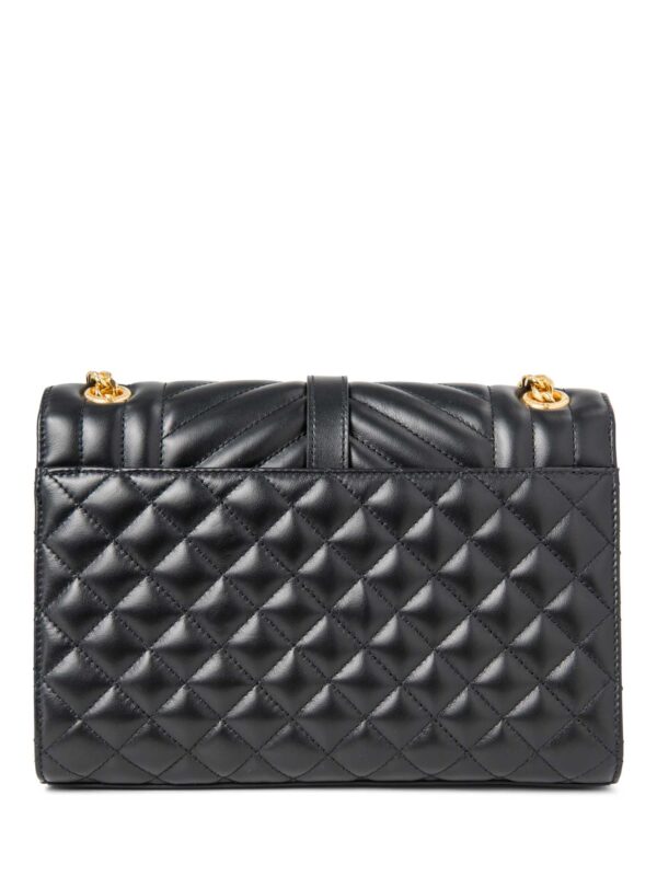 Yves Saint Laurent Logo Quilted Leather 24K Gold Plated Messenger Bag Black