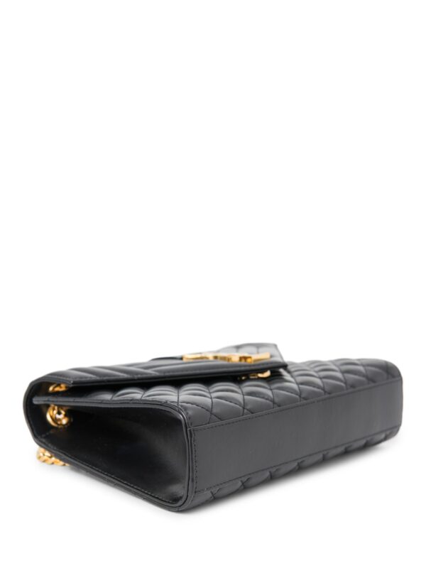 Yves Saint Laurent Logo Quilted Leather 24K Gold Plated Messenger Bag Black