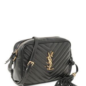 Yves Saint Laurent Logo Quilted Leather Medium Lou Camera Bag Black