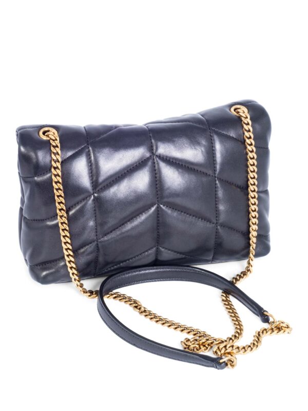 Yves Saint Laurent Logo Quilted Leather Puffer Bag Black