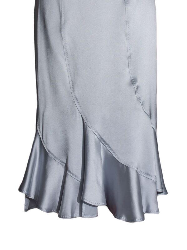 Yves Saint Laurent Silk A Line Ruffled Skirt Blue