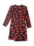 Yves Saint Laurent Silk Lips Print Wrap Dress Black Red