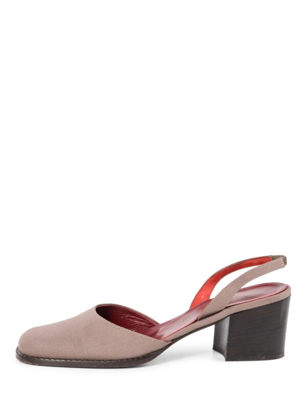 Yves Saint Laurent Slingback Block Heel Shoes Taupe