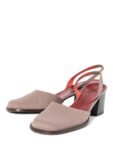 Yves Saint Laurent Slingback Block Heel Shoes Taupe
