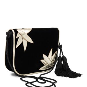 Yves Saint Laurent Velvet Tassel Messenger Bag Black Gold