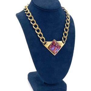Yves Saint Laurent Vintage Art Deco Enamel Choker Necklace Gold