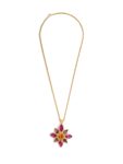 Yves Saint Laurent Vintage Gripoix 24K Cabochon Glass Necklace Yellow Hot Pink