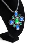 Yves Saint Laurent Vintage Gripoix Cabochon Glass Necklace Green Blue