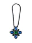 Yves Saint Laurent Vintage Gripoix Cabochon Glass Necklace Green Blue