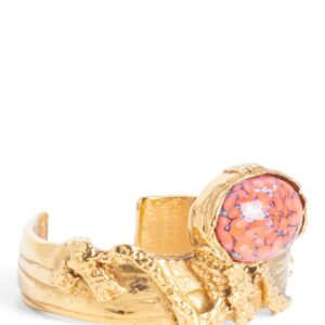 Yves Saint Laurent Vintage Wide Stone Cuff Gold