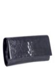 Yves Saint Laurent YSL Logo Patent Leather Flap Clutch Black