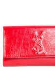 Yves Saint Laurent YSL Logo Patent Leather Large Flap Clutch Red