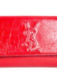 Yves Saint Laurent YSL Logo Patent Leather Large Flap Clutch Red