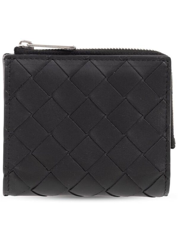 Bottega Veneta Intrecciato Bifold Calfskin Half Wallet Black