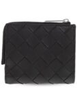Bottega Veneta Intrecciato Bifold Calfskin Half Wallet Black
