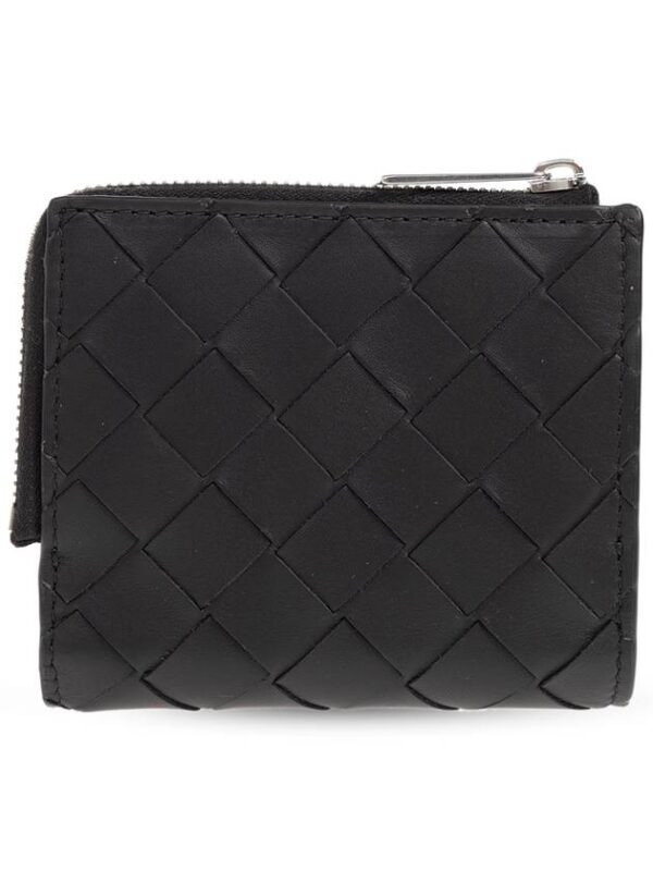 Bottega Veneta Intrecciato Bifold Calfskin Half Wallet Black