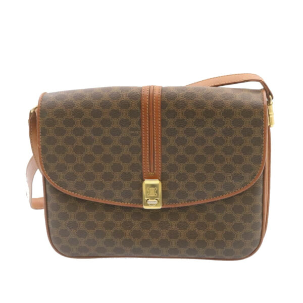 CELINE Macadam Canvas Shoulder Bag PVC Leather Brown  ai095