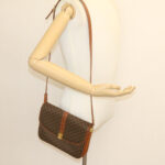 CELINE Macadam Canvas Shoulder Bag PVC Leather Brown  ai095