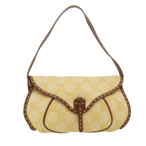 CELINE Paris Macadam Canvas Shoulder Bag Beige  am3138