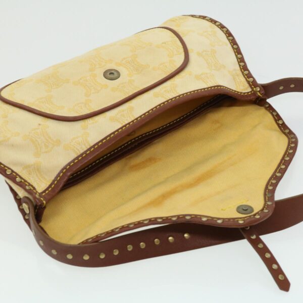 CELINE Paris Macadam Canvas Shoulder Bag Beige  am3138