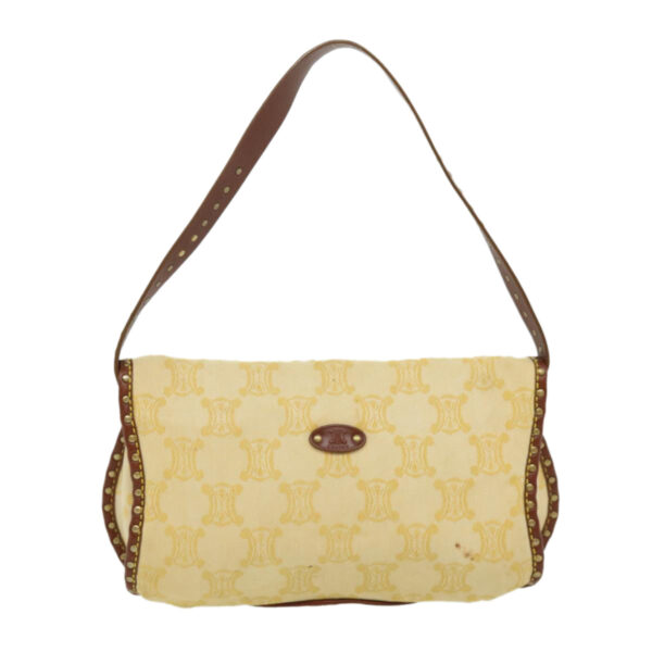 CELINE Paris Macadam Canvas Shoulder Bag Beige  am3138