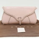 CELINE Studs Shoulder Bag Leather Pink CE00/23  am3799