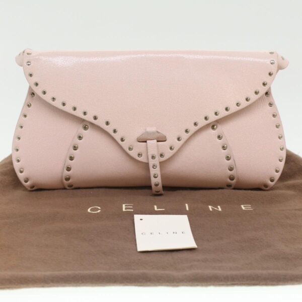 CELINE Studs Shoulder Bag Leather Pink CE00/23  am3799