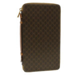 CELINE Macadam Canvas Travel Case PVC Leather Brown  am3943