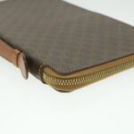CELINE Macadam Canvas Travel Case PVC Leather Brown  am3943