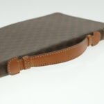 CELINE Macadam Canvas Travel Case PVC Leather Brown  am3943