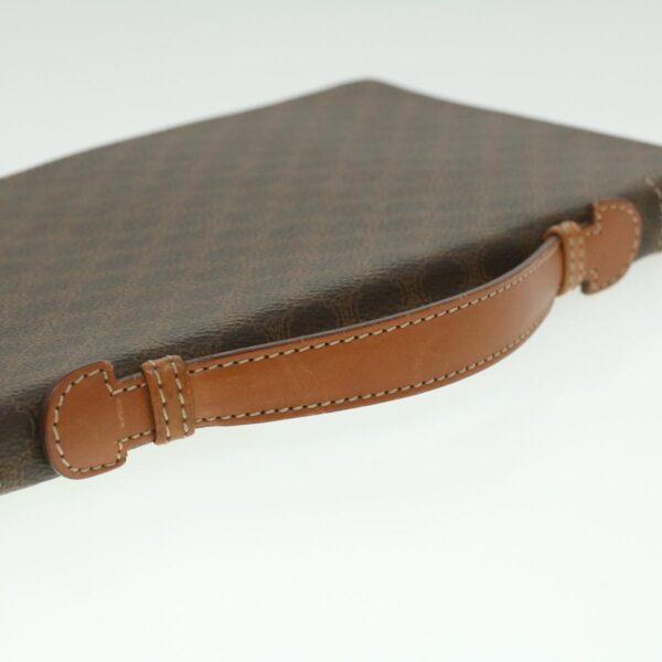 CELINE Macadam Canvas Travel Case PVC Leather Brown  am3943