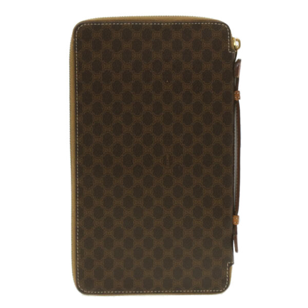 CELINE Macadam Canvas Travel Case PVC Leather Brown  am3943