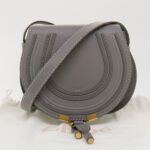 Chloe Mercy Small Saddle Shoulder Bag Leather Gray am4200