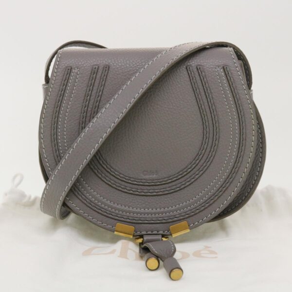 Chloe Mercy Small Saddle Shoulder Bag Leather Gray am4200
