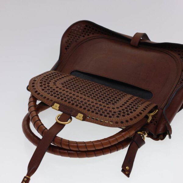 Chloe Punching Mercy Hand Bag Leather 2way Brown am4269