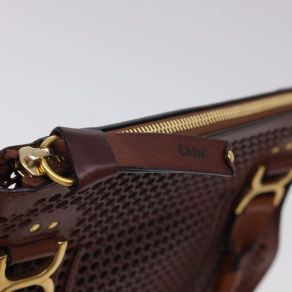 Chloe Punching Mercy Hand Bag Leather 2way Brown am4269