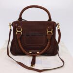 Chloe Punching Mercy Hand Bag Leather 2way Brown am4269
