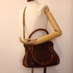 Chloe Punching Mercy Hand Bag Leather 2way Brown am4269