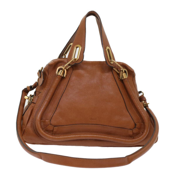Chloe Paraty Shoulder Bag Leather 2way Brown am4763
