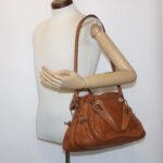 Chloe Paraty Shoulder Bag Leather 2way Brown am4763
