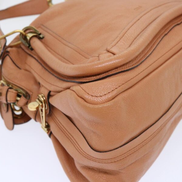 Chloe Paraty Hand Bag Leather 2way Brown 02-11-50 am4850