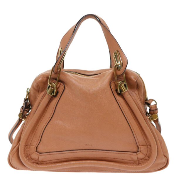 Chloe Paraty Hand Bag Leather 2way Brown 02-11-50 am4850