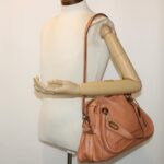 Chloe Paraty Hand Bag Leather 2way Brown 02-11-50 am4850