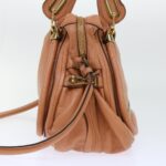 Chloe Paraty Hand Bag Leather 2way Brown 02-11-50 am4850